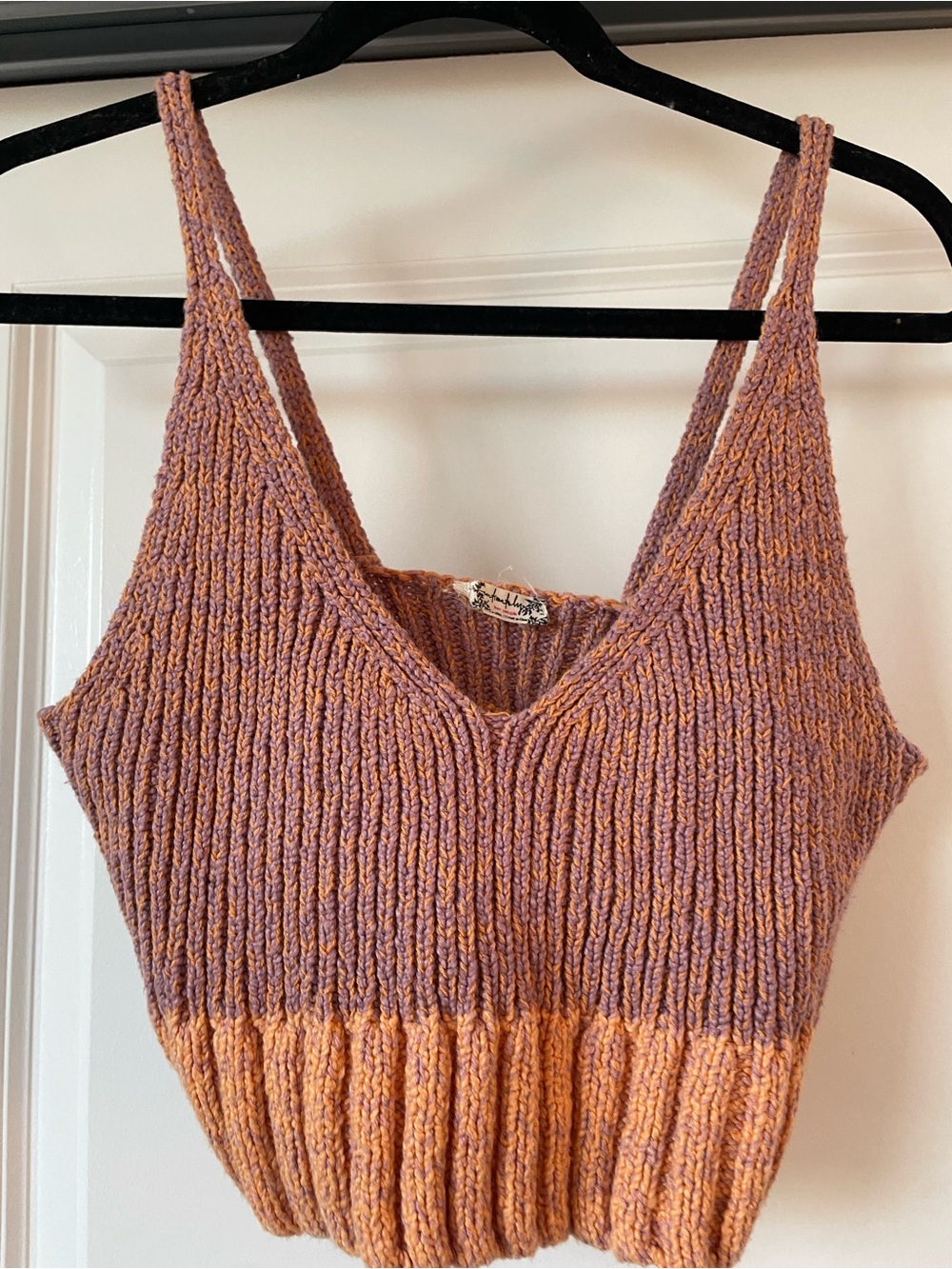 LAST CHANCE‼️ Free People Ribbed V-Neck Cropped Brami in Mauve and Peach - Picture 4 of 5